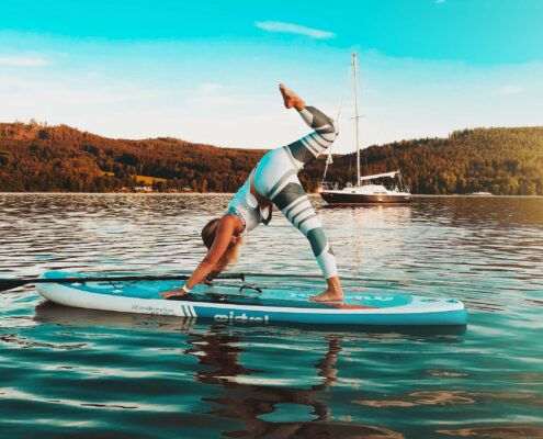 yoga on a paddle board